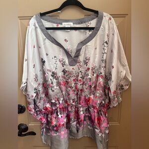 Floral Gray and Pink Women's Top